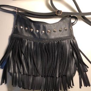 Black fringe crossbody